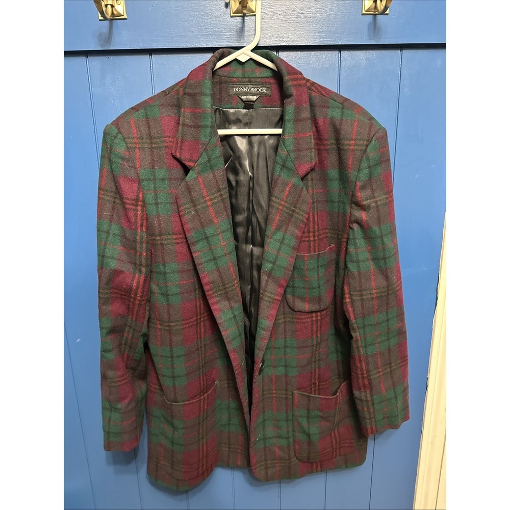 Sz 14 DONNYBROOK Vintage Plaid Wool Blazer Coat‎